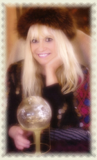 Share in a fuzzy hat holding her dragon crystal ball.